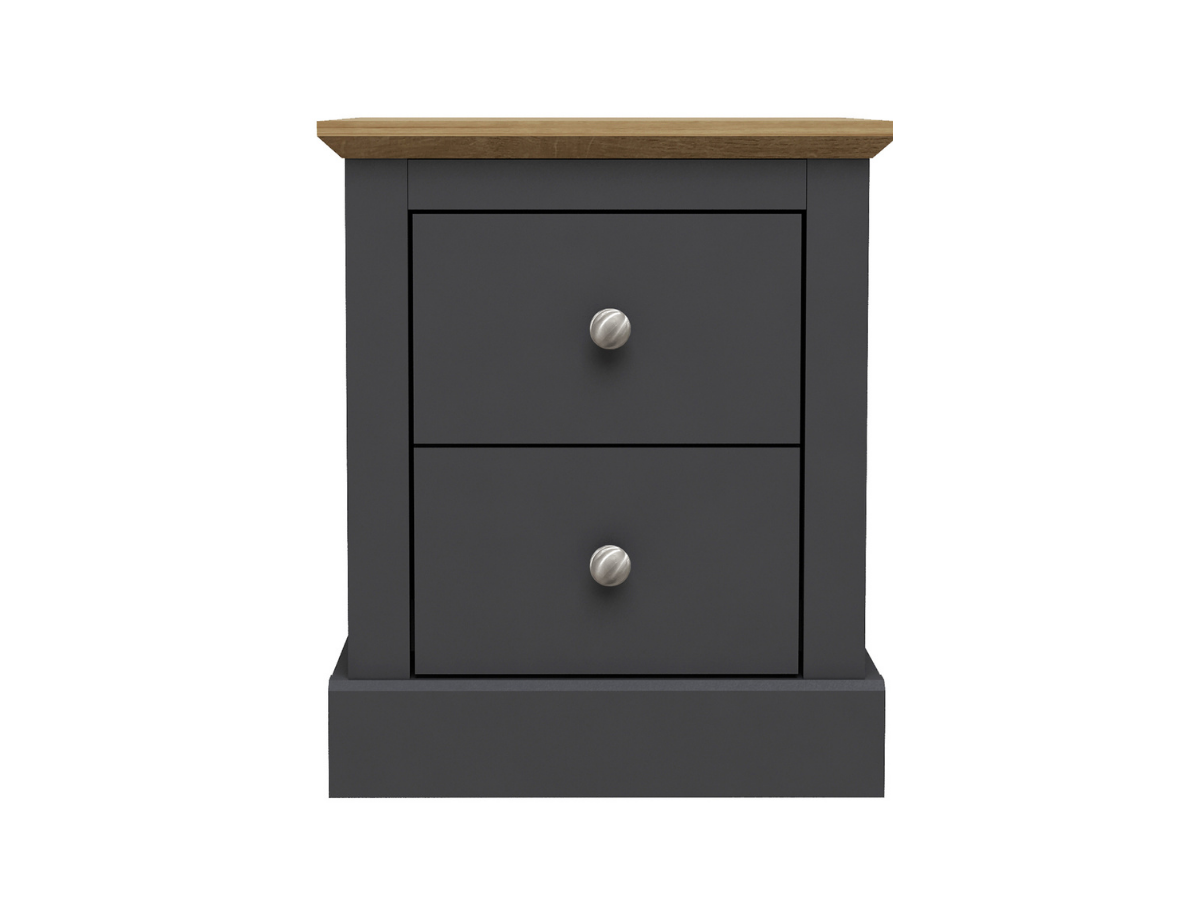 Devonshire Two Drawer Bedside Cabinet Charcoal