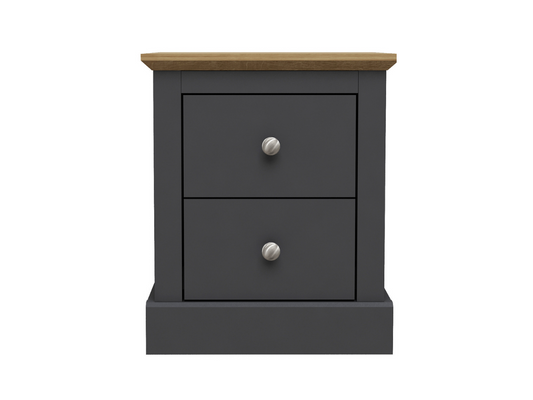 Devonshire Two Drawer Bedside Cabinet Charcoal
