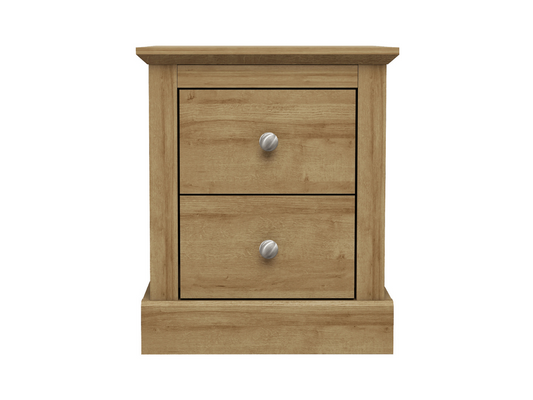 Devonshire Two Drawer Bedside Cabinet Oak