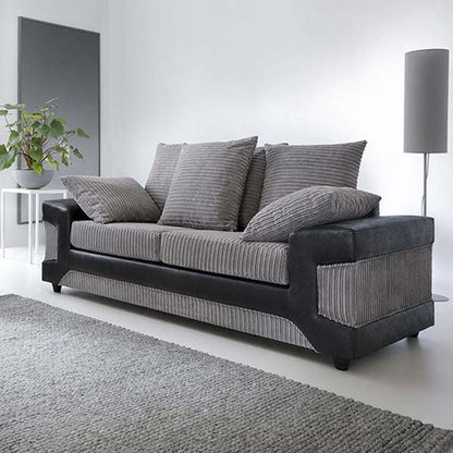 sleepkings Dino 3 Seater 2 Seater Upholstered Combination Fabric Black Grey (Black & Grey, 3+2 Seater Set)