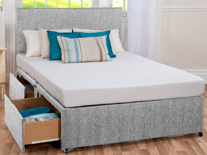 Divan Bed Set with Memory Touch Mattress and Headboard