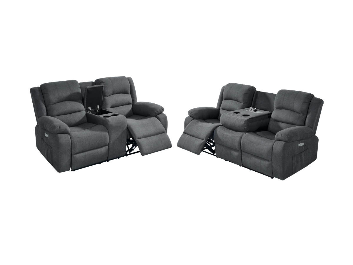 Florence Electric Recliner Sofa Set 3+2 Grey Fabric