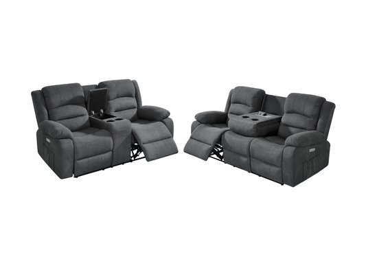 Florence Electric Recliner Sofa Set 3+2 Grey Fabric