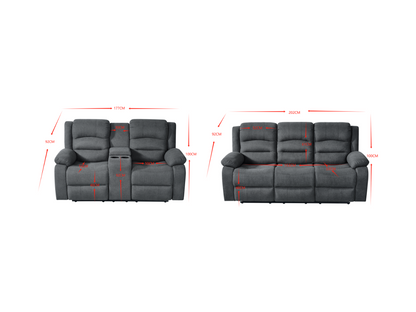 Florence Electric Recliner Sofa Set 3+2 Grey Fabric