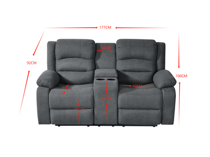 Florence Electric Recliner Sofa Set 3+2+1 Grey Fabric