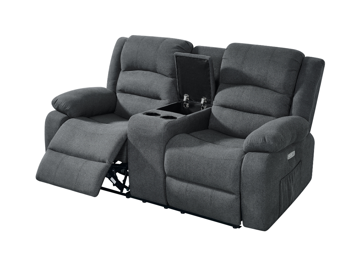 Florence 2 Seat Couch Recliner Grey Fabric