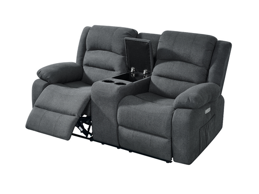 Florence 2 Seat Couch Recliner Grey Fabric