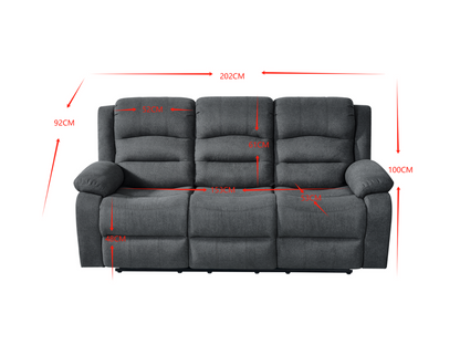 Florence Electric Recliner Sofa Set 3+2+1 Grey Fabric