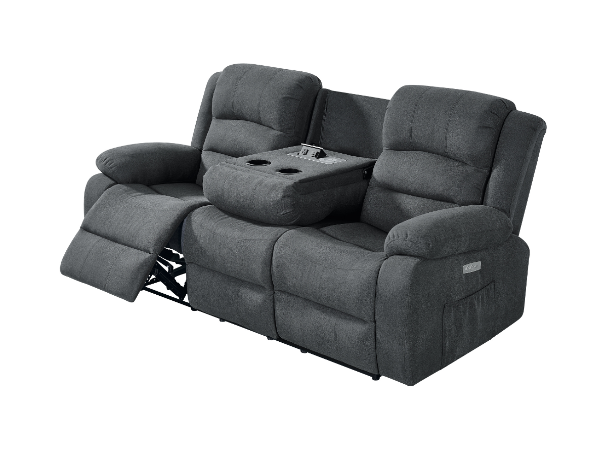 Florence Electric Recliner Sofa Set 3+2+1 Grey Fabric