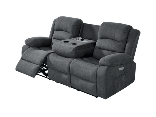Florence 3 Seater Electric Recliner Sofa Grey Fabric