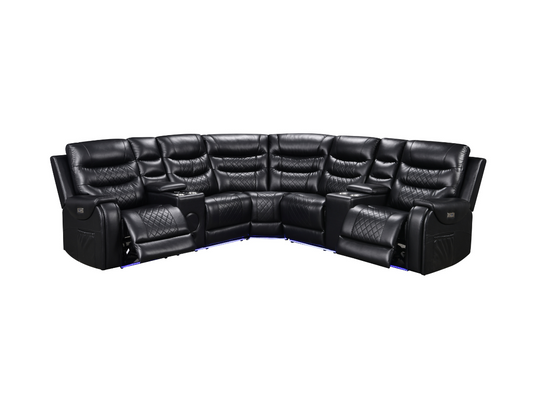 Forbes Electric Recliner Corner Sofa Aire Leather