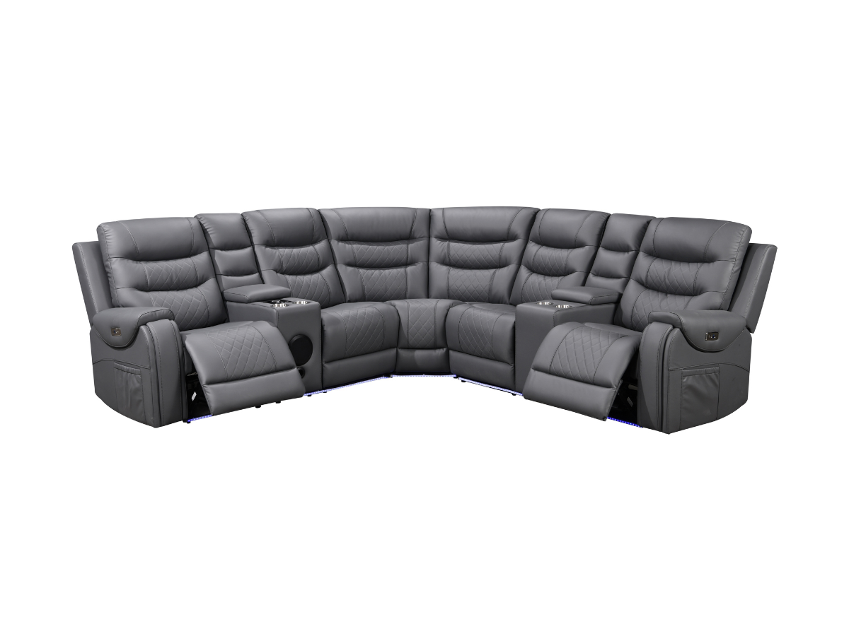 Forbes Electric Recliner Corner Sofa Aire Leather