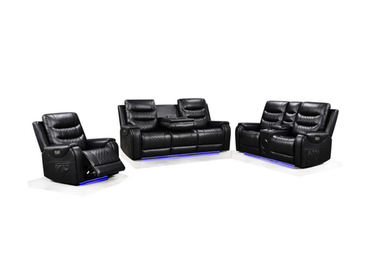 Forbes 3+2+1 Electric Recliner Sofa Set Aire Leather
