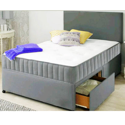 Divan Bed Grey + Balmoral Orthopaedic Memory Mattress