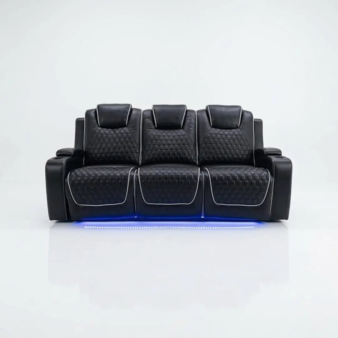 Malaga Leather Electric Recliner Sofa Set With Cupholders and Speakers – 3+2 Seater Sofa Set