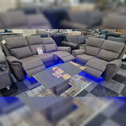 Florence Electric Fabric Recliner 3+2 Dark Grey - USB - LED LIGHTS