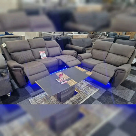 Florence Electric Fabric Recliner 3+2 Dark Grey - USB - LED LIGHTS