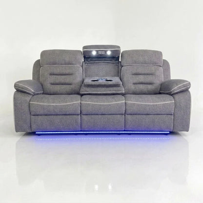 Hafsa Fabric Electric Recliner 3+2 Seater Sofa Set – Bluetooth Speakers, LED Lights & Wireless Charging