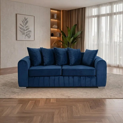 Lily Velvet Fabric Sofa Set 3+2 Seater Suite with Scatter Back Cushions in Grey, Black, Cream & Blue