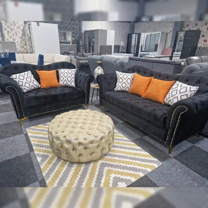 Elegance Chesterfield Sofa 3+2 Black
