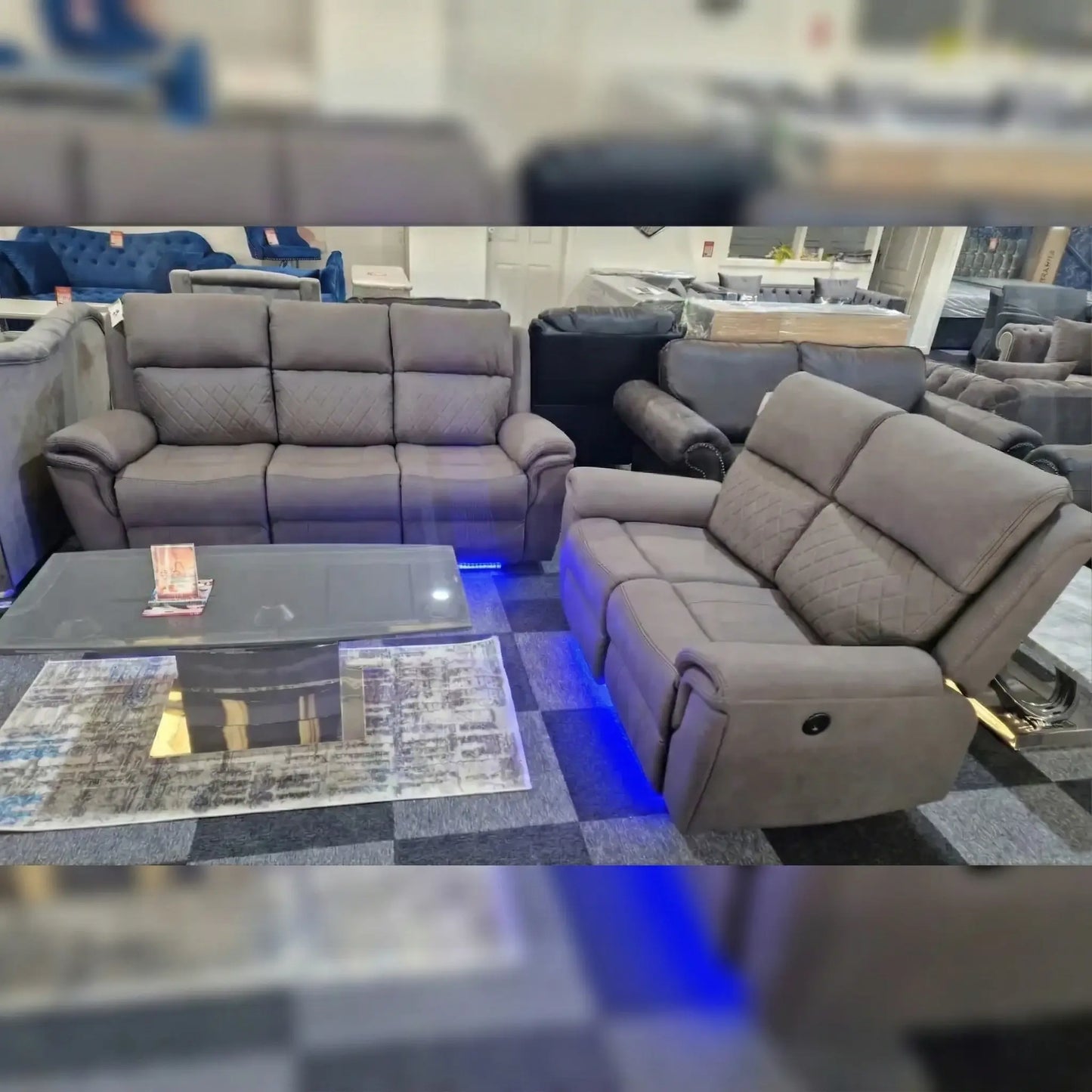 Florence Electric Fabric Recliner 3+2 Dark Grey - USB - LED LIGHTS