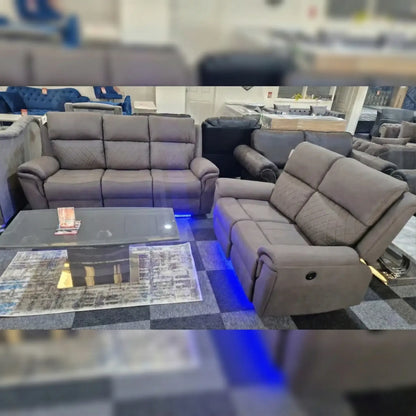 Florence Electric Fabric Recliner 3+2 Dark Grey - USB - LED LIGHTS