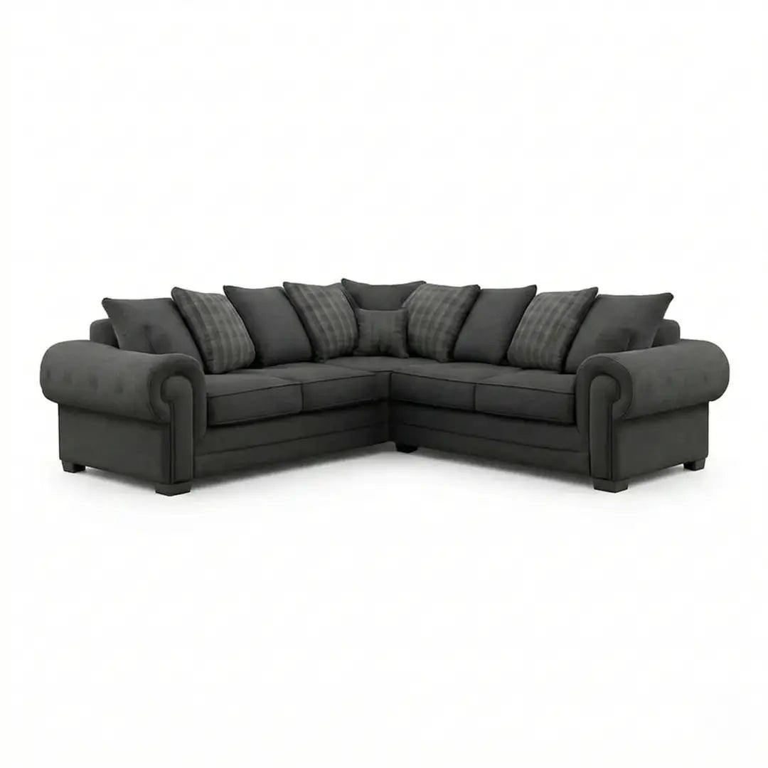 Verona Grey Corner Sofa - Soft Fabric Scatter back Cushions-Sofa For Sale-2C2 Large Couch-sofa set for living room- sofas for living room