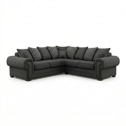 Verona Grey Corner Sofa - Soft Fabric Scatter back Cushions-Sofa For Sale-2C2 Large Couch-sofa set for living room- sofas for living room