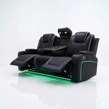 Malaga Leather Electric Recliner Sofa Set With Cupholders and Speakers – 3+2 Seater Sofa Set