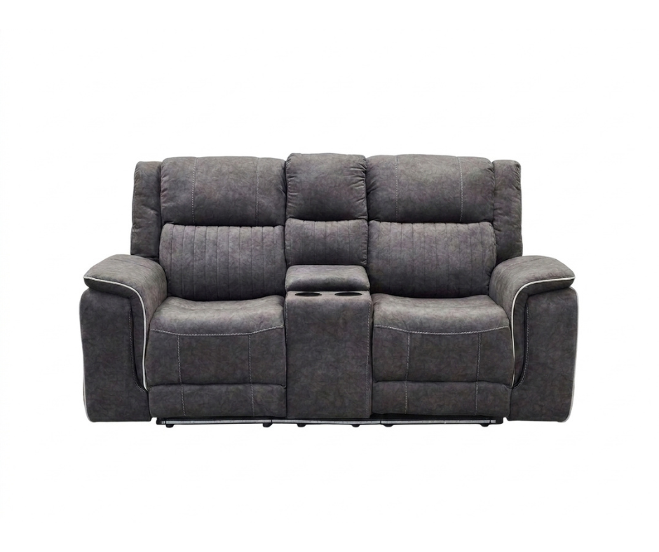 Hanna 2 Seater Electric Recliner Sofa in Grey Micro Fabric