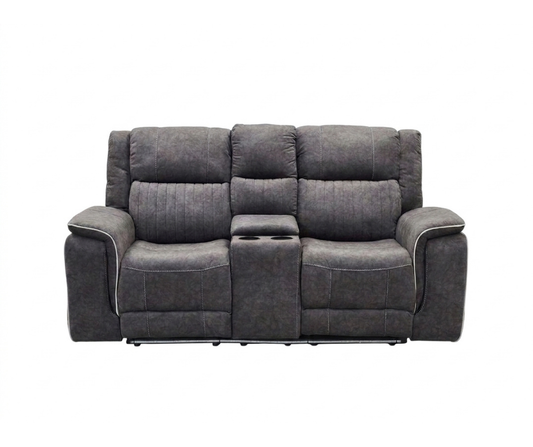 Hanna 2 Seater Electric Recliner Sofa in Grey Micro Fabric