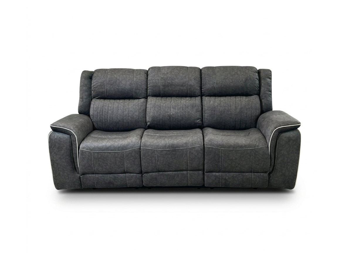 Hanna 3 Seater Electric Recliner Sofa in Grey Micro Fabric