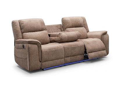 Hanna 3+2 Sofa Set Electric Recliner Beige Micro Fabric