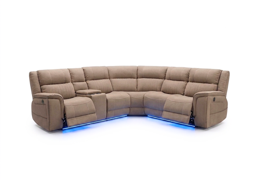 Hanna Electric Corner Recliner Sofa Beige Micro Fabric