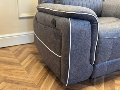 Hanna Electric Recliner Chair Grey Micro Fabric