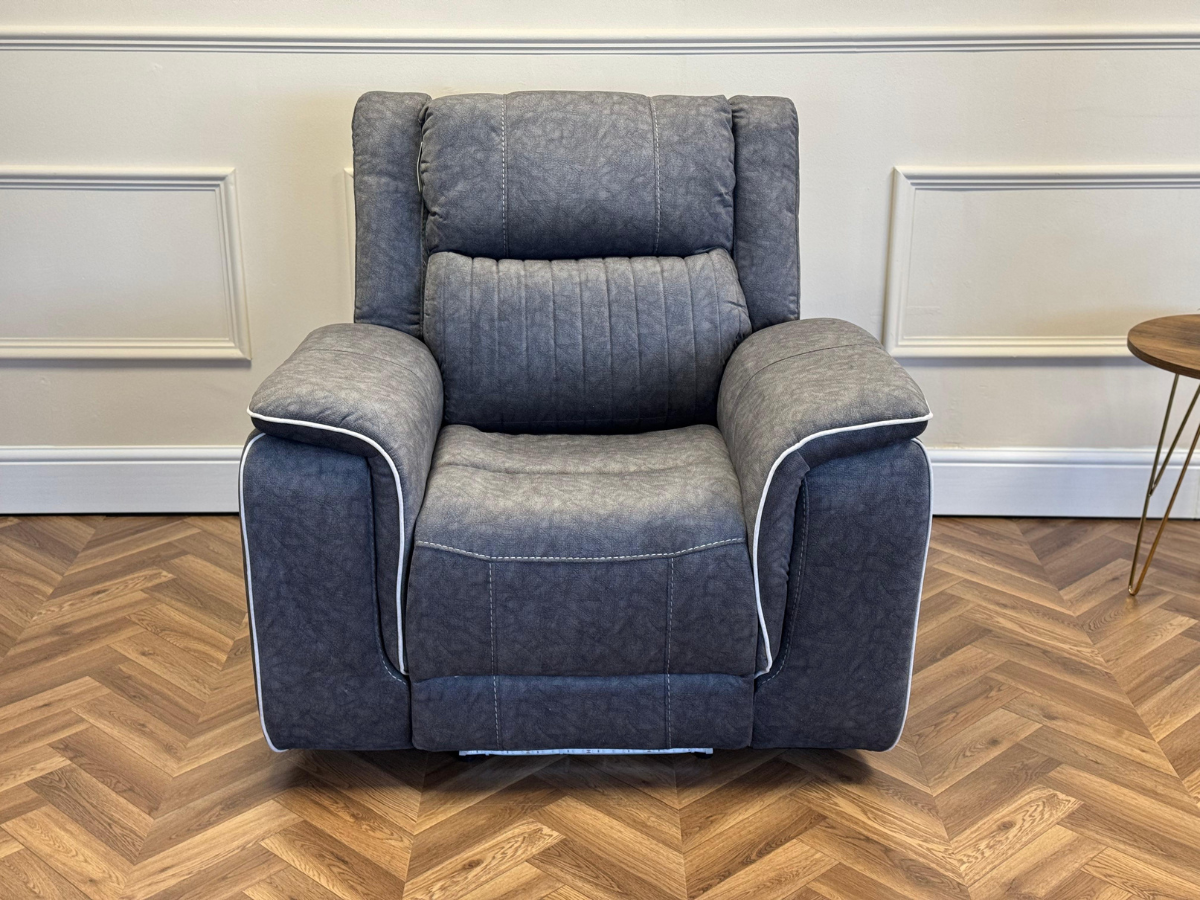 Hanna Electric Recliner Chair Grey Micro Fabric