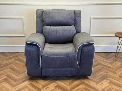 Hanna Electric Recliner Chair Grey Micro Fabric