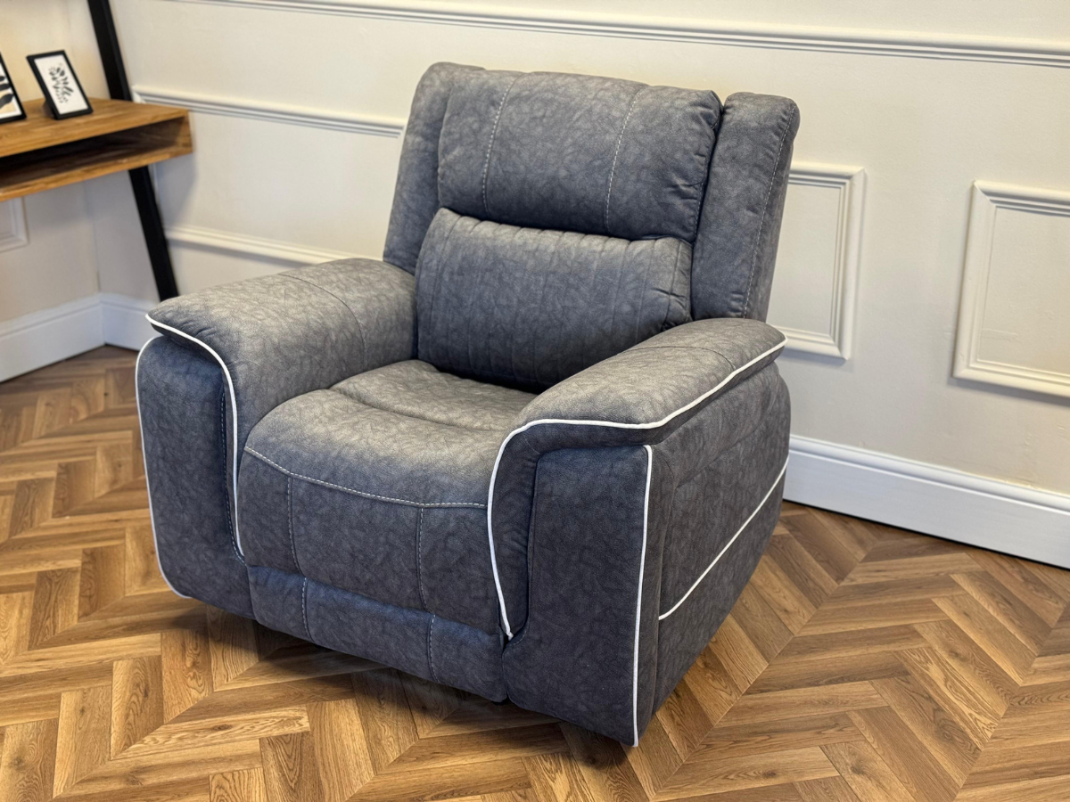 Hanna Electric Recliner Chair Grey Micro Fabric
