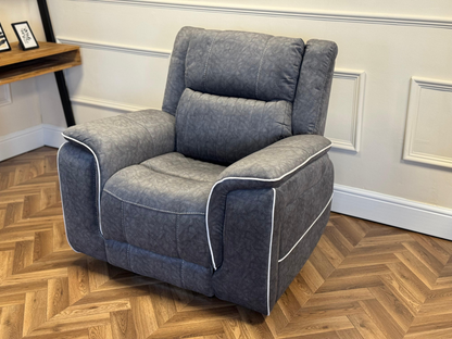 Hanna Electric Recliner Chair Grey Micro Fabric