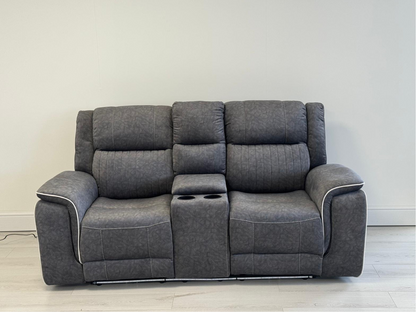 Hanna 2 Seater Electric Recliner Sofa in Grey Micro Fabric