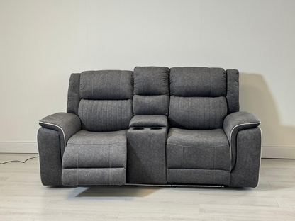 Hanna 2 Seater Electric Recliner Sofa in Grey Micro Fabric