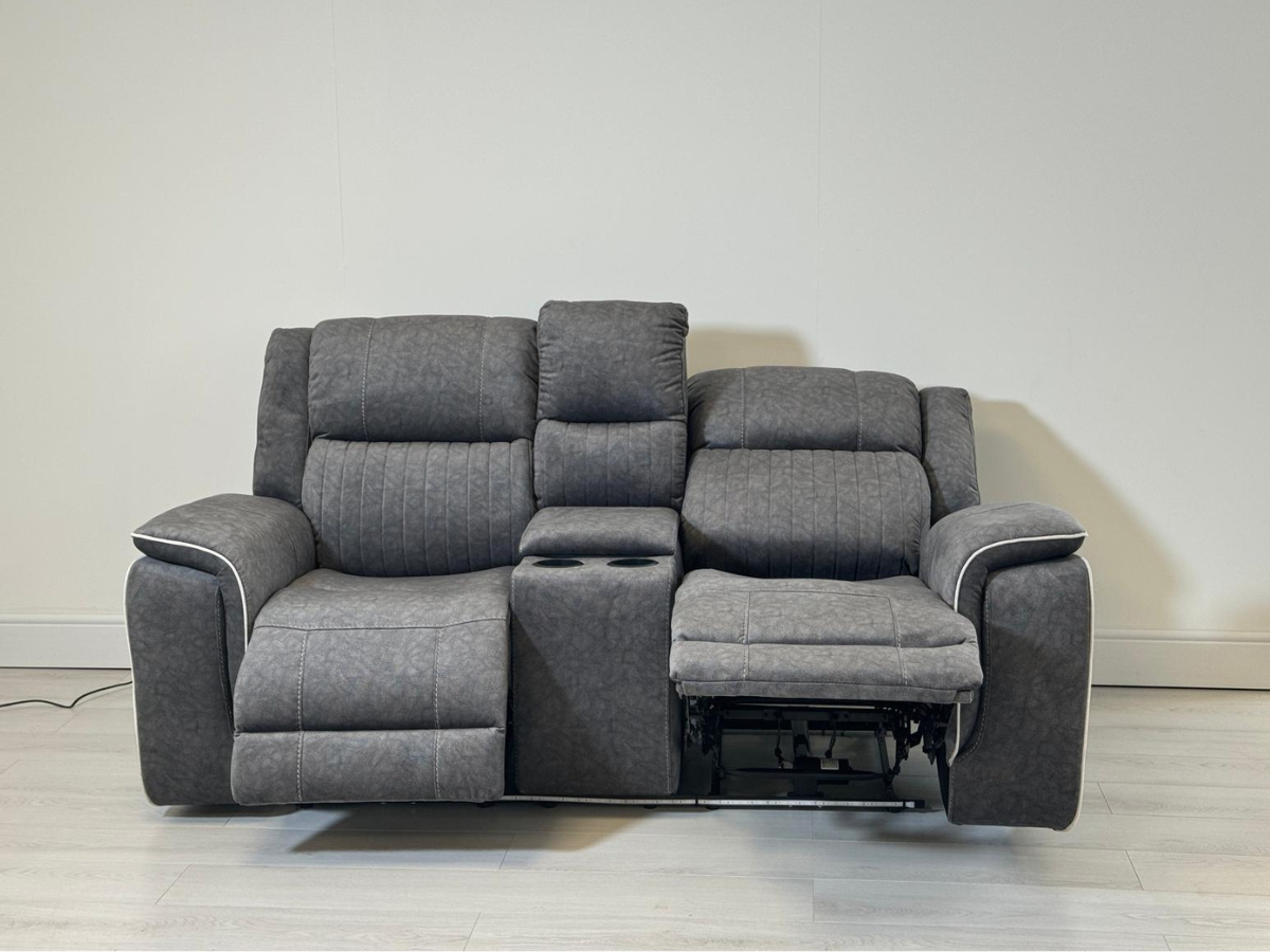 Hanna 2 Seater Electric Recliner Sofa in Grey Micro Fabric