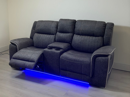 Hanna 2 Seater Electric Recliner Sofa in Grey Micro Fabric