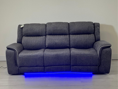Hanna 3 Seater Electric Recliner Sofa in Grey Micro Fabric