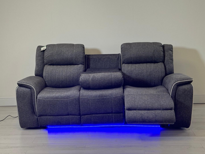 Hanna 3 Seater Electric Recliner Sofa in Grey Micro Fabric