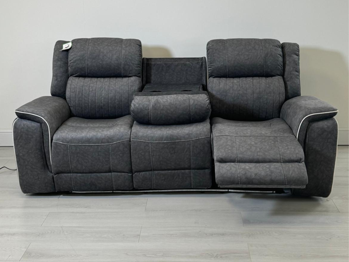 Hanna 3+2 Electric Recliner Sofa Set in Grey Micro Fabric