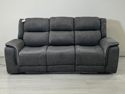 Hanna 3 Seater Electric Recliner Sofa in Grey Micro Fabric