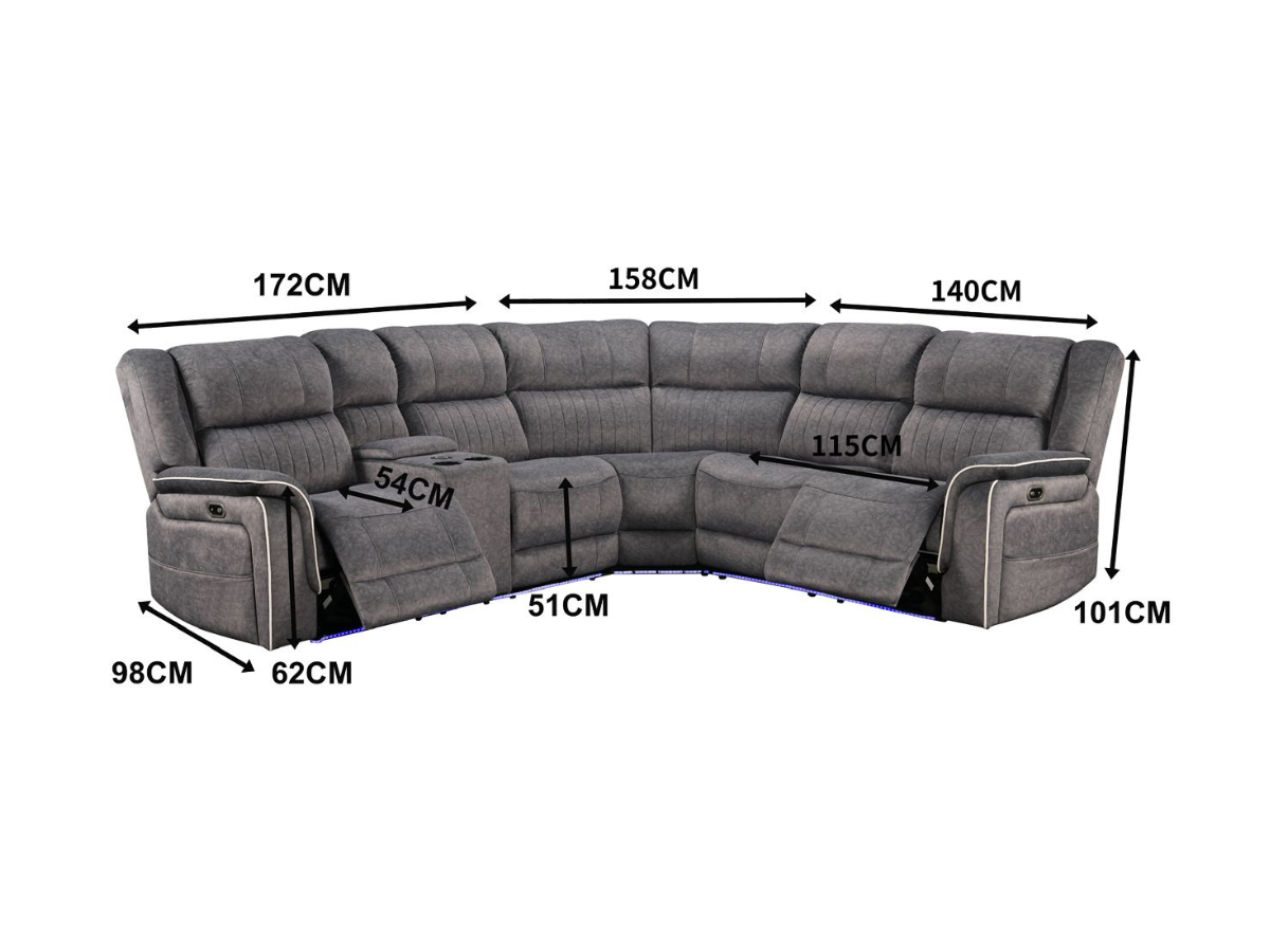 Hannan Fabric Electric Recliner Corner Sofa