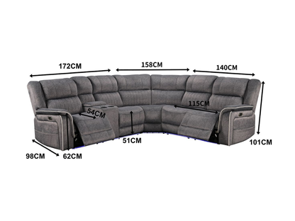 Hannan Fabric Electric Recliner Corner Sofa