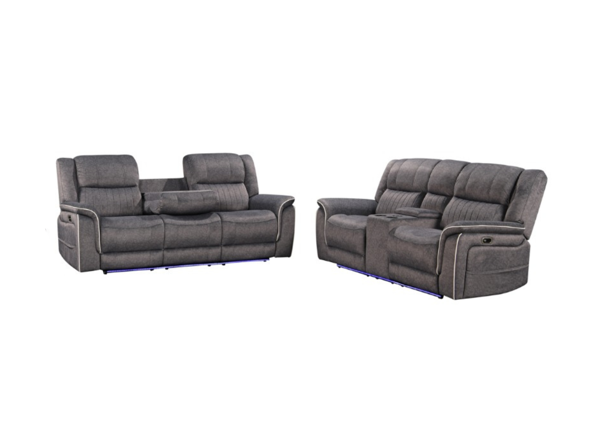 Hannan Fabric 3+2 Electric Recliner Sofa Set Grey
